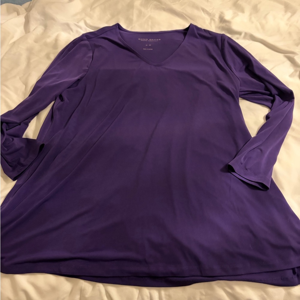 Susan Graver Purple Long Sleeve Top